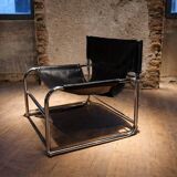 Pair of black leather armchairs T1 by Rodney Kinsman for Bieffeplast, 1967