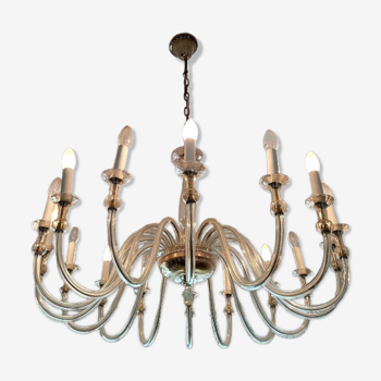 Chandeliers with 16 arms in crystal smokes 1960-1970