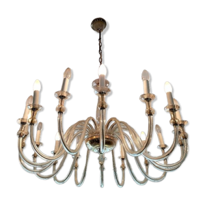 Lustre a 16 bras en cristal fumé