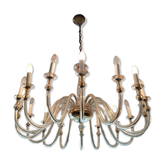 Chandeliers with 16 arms in crystal smokes 1960-1970