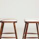 Rustic Beech Bar Stools – Striped Jacquard Fabric