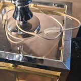 Table lamp with chrome base and white opaline globe
