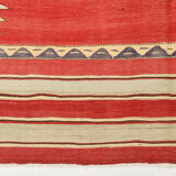 Red & beige wool kilim rug 237x142cm