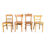 Set of four mismatched bistro chairs