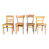 Set of four mismatched bistro chairs