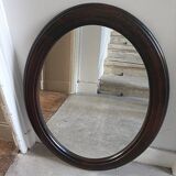 Miroir ovale bois massif 1950