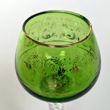 Set of 3 colored wine glasses - Ruby, red, green, gold and twisted foot