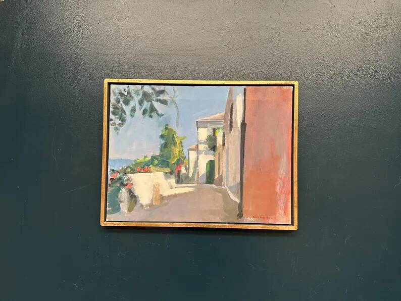 Original Swedish Oil on Canvas – “Town” by Mats Rydstern – Signed – Vintage & Framed – 37 × 49 cm (14.6" × 19.3")
