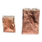 2 vases in the shape of paper bags by Tapio Wirkkala for Rosenthal