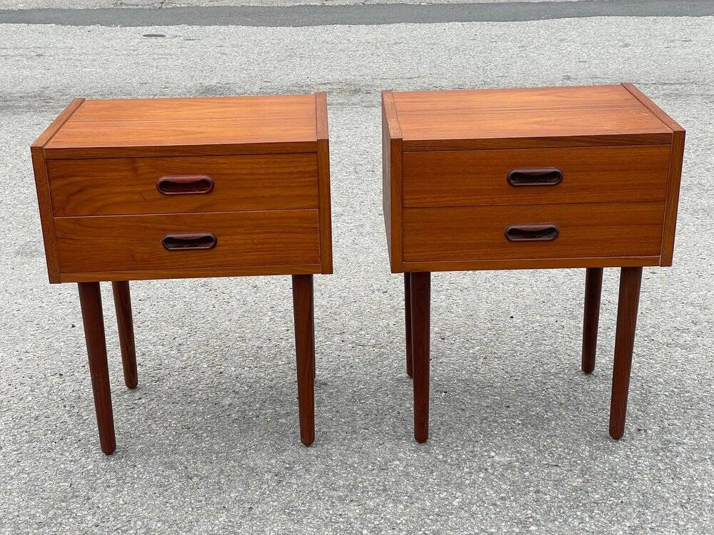 Set of 2 modernist Danish teak bedside tables, 1964