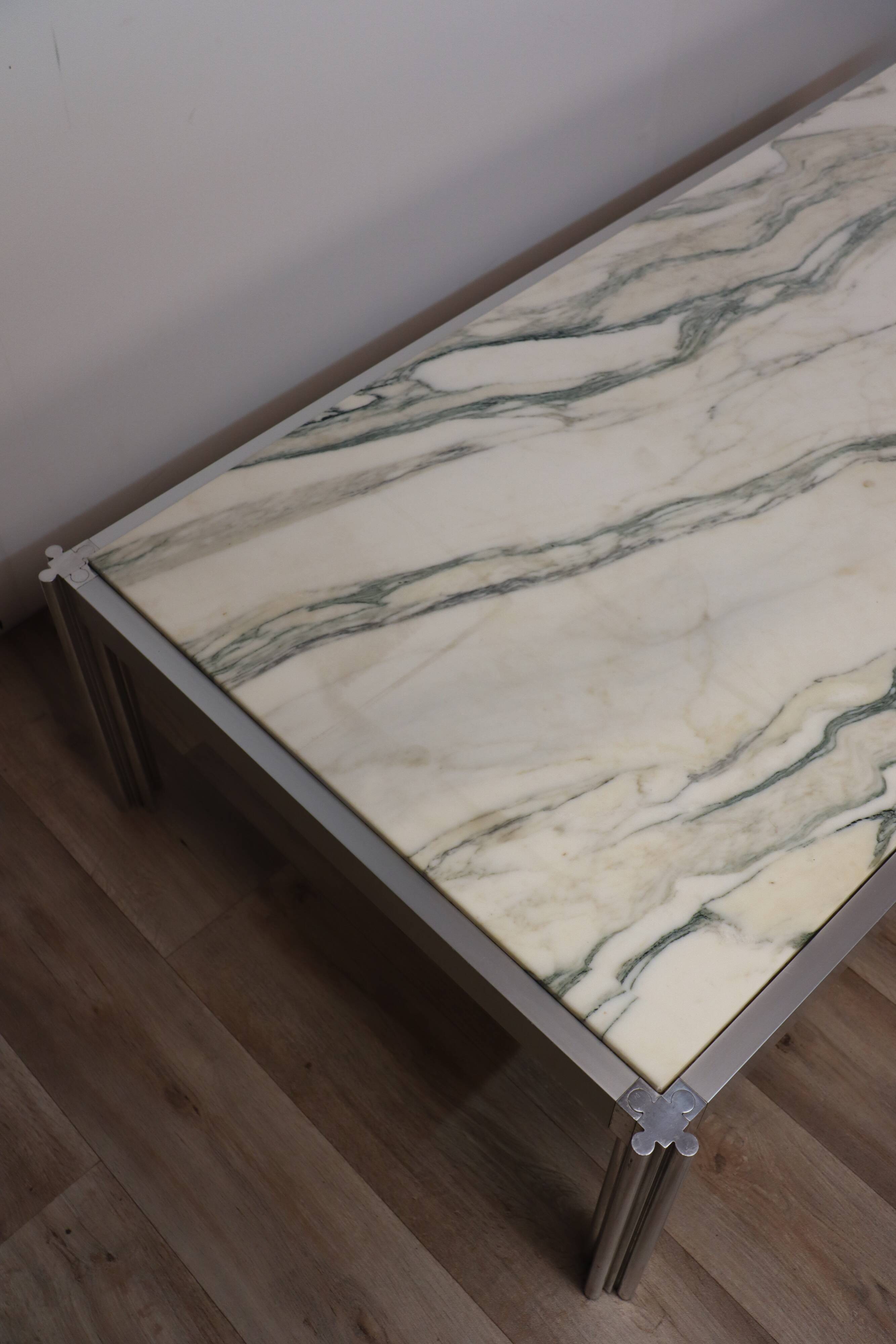 Table basse de Georges Ciancimino en marbre et aluminium, 1970