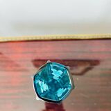 Turquoise soliflore bohemian crystal vase with enameled flower motifs