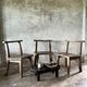 Small old Asian wooden coffee table in Japanese style, kidney-shaped top