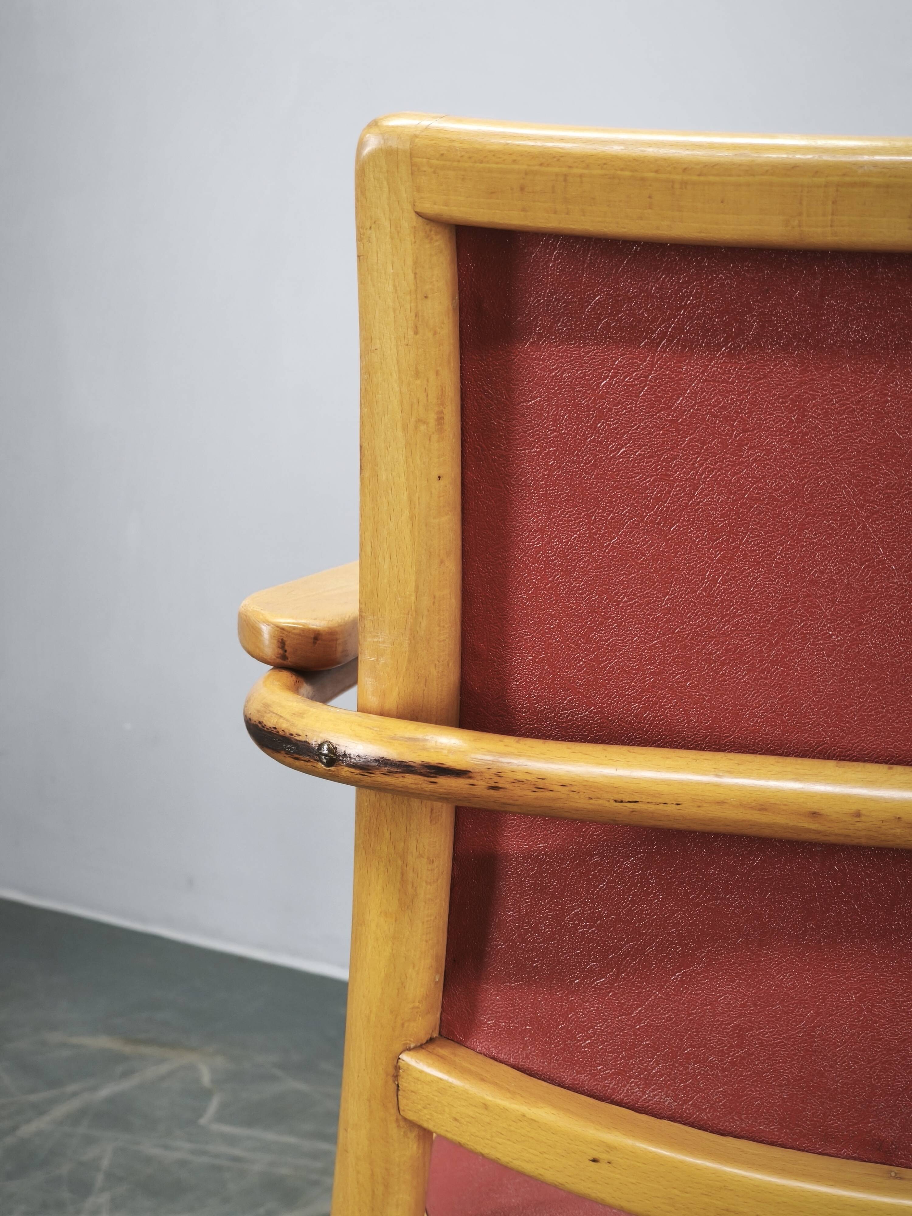 Ligna Adjustable Swivel Office Chair, Czechoslovakia, 1950s