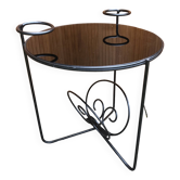 1950s round coffee table in black opaline