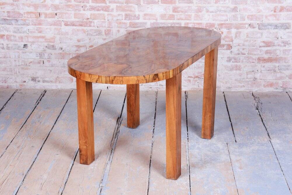 Czech Art Deco Table in Caucasian Walnut, 1930s