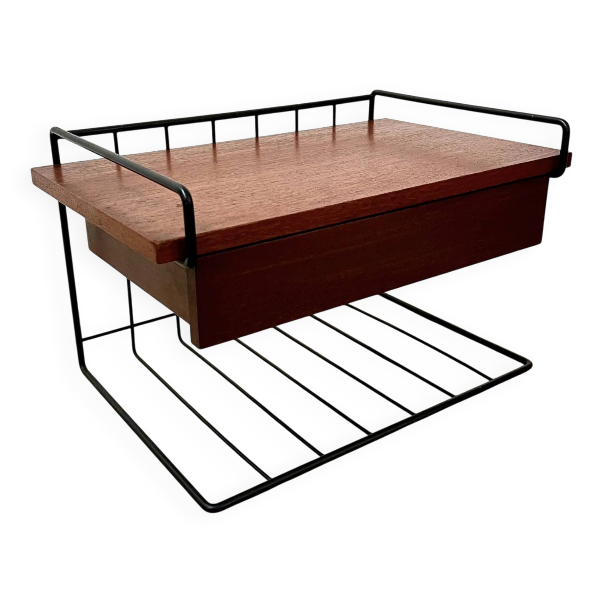 Wall-Mounted Nightstand – Mid-Century Teak