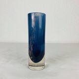 Vintage blue glass roller vase