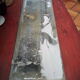 White veined black marble fireplace