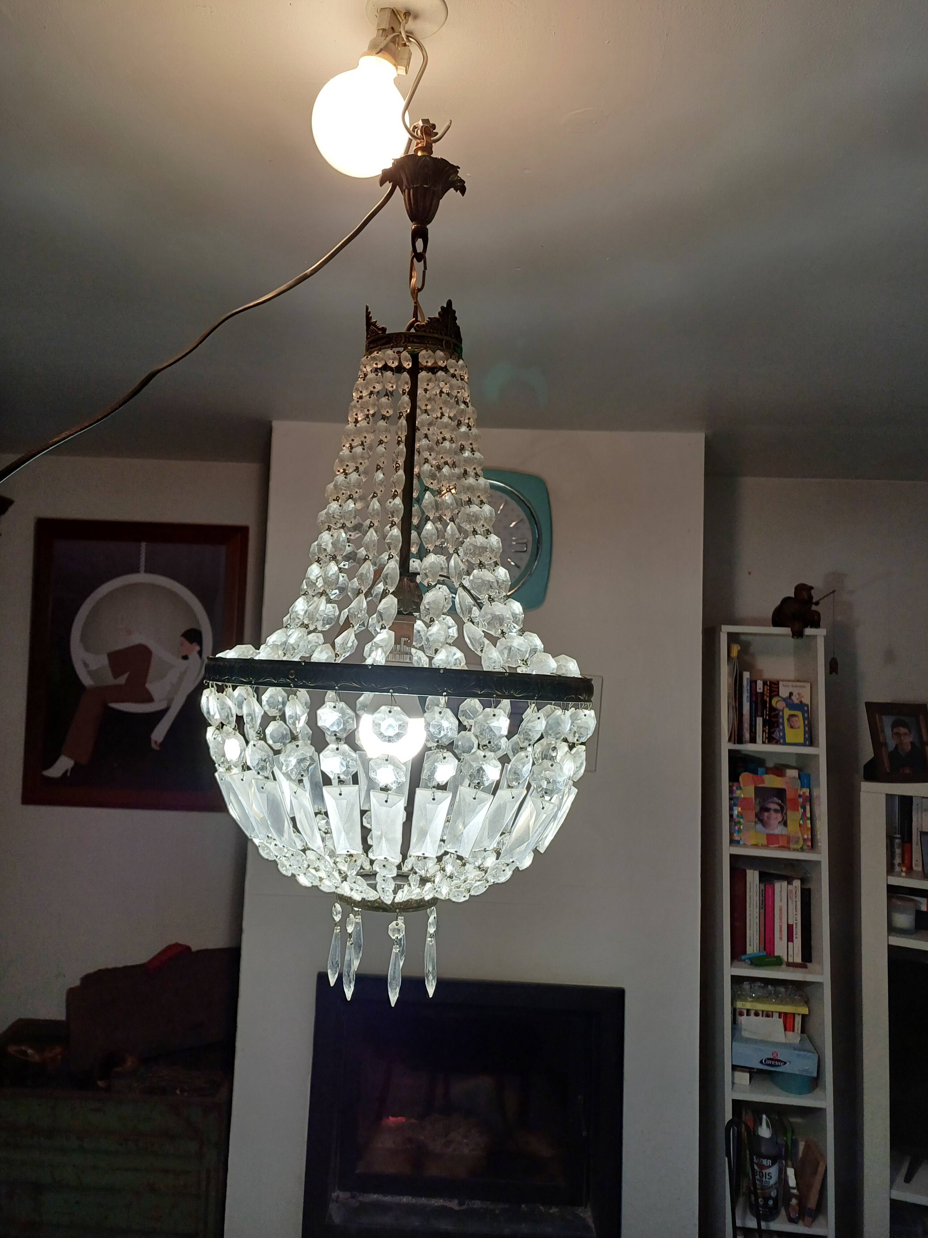 Crystal and Brass Hot Air Balloon Tassel Chandelier