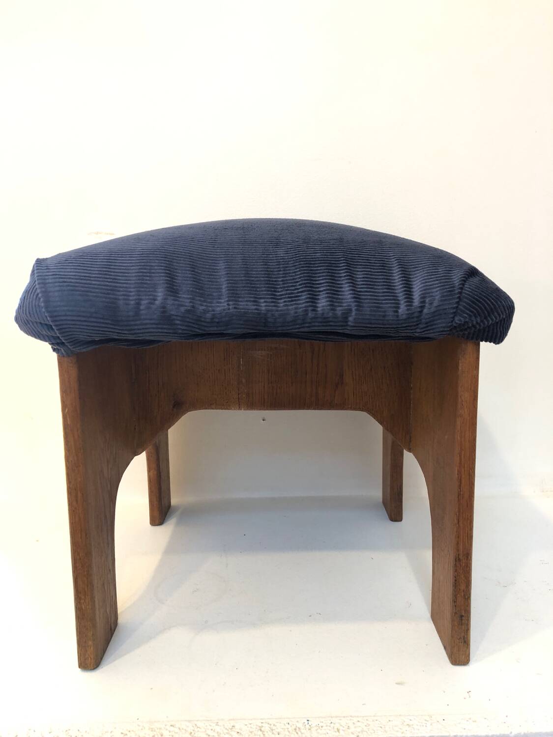 Brutalist velvet stool, 1970