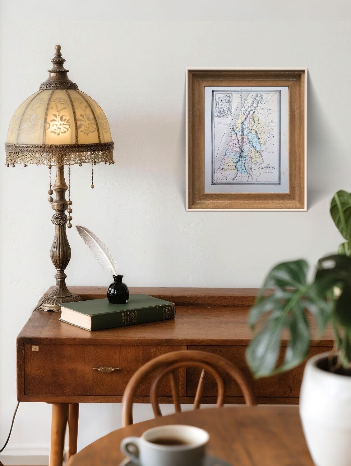 Palestine, old map, printed in 1852.