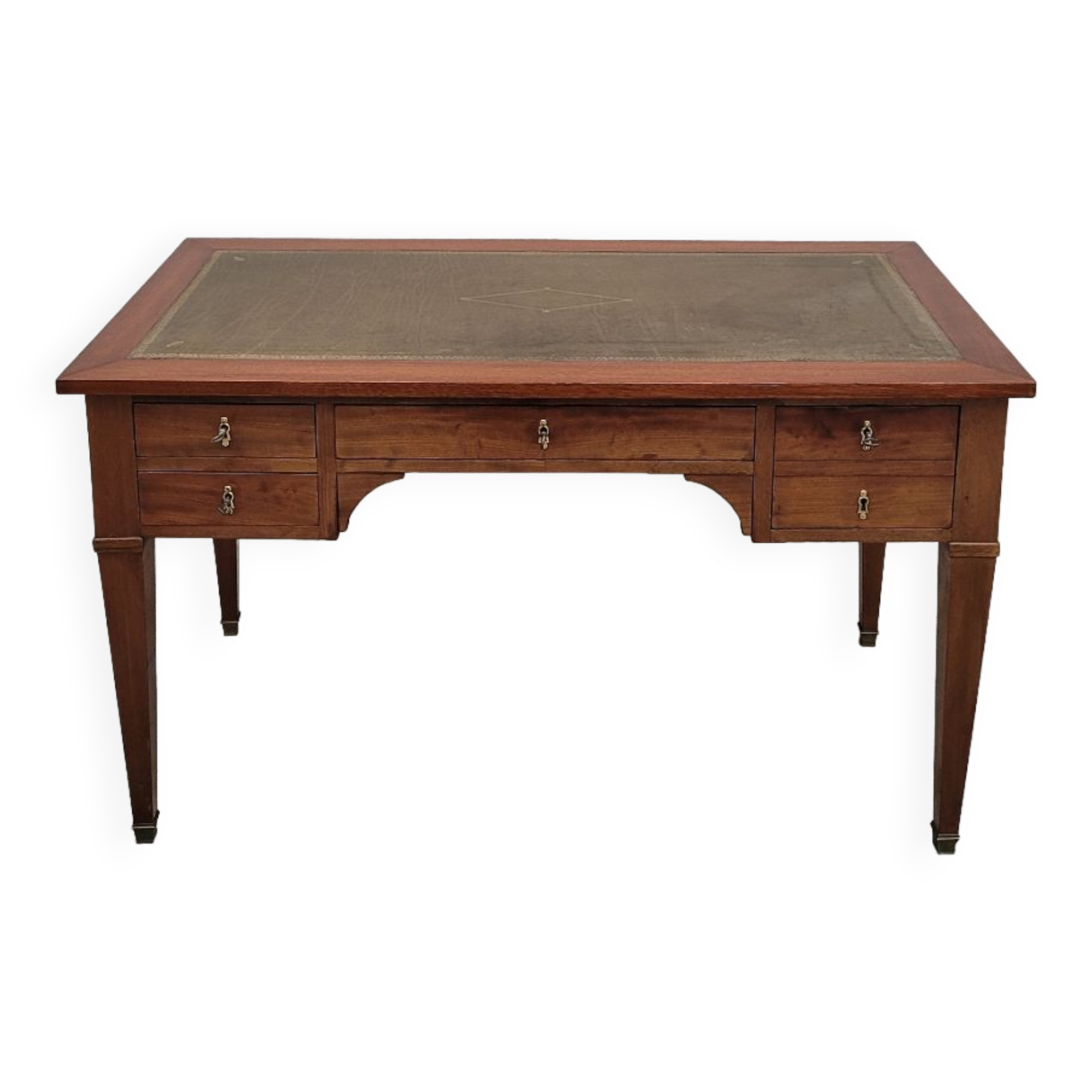 Louis XVI style flat desk in 19th century mahogany