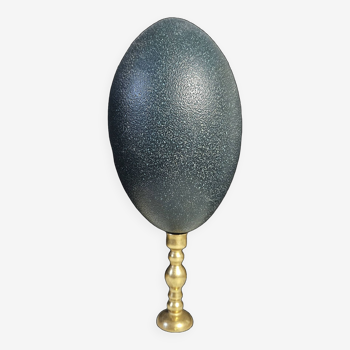 Oeuf d'Émeu, Socle Bronze (Début XXè) H : 21 cm | Objet de Collection Curiosité | PlaceOddity