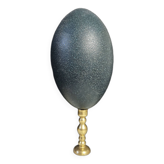 Oeuf d'Émeu, Socle Bronze (Début XXè) H : 21 cm | Objet de Collection Curiosité | PlaceOddity