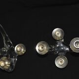 Pair of glass candle holder - Handmade - Signed.