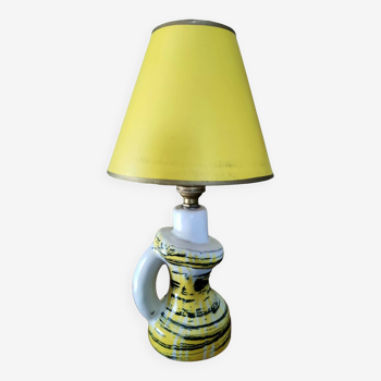 Lampe en céramique jaune vintage