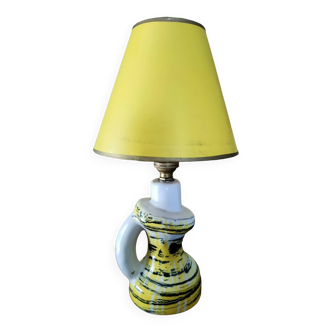 Lampe en céramique jaune vintage