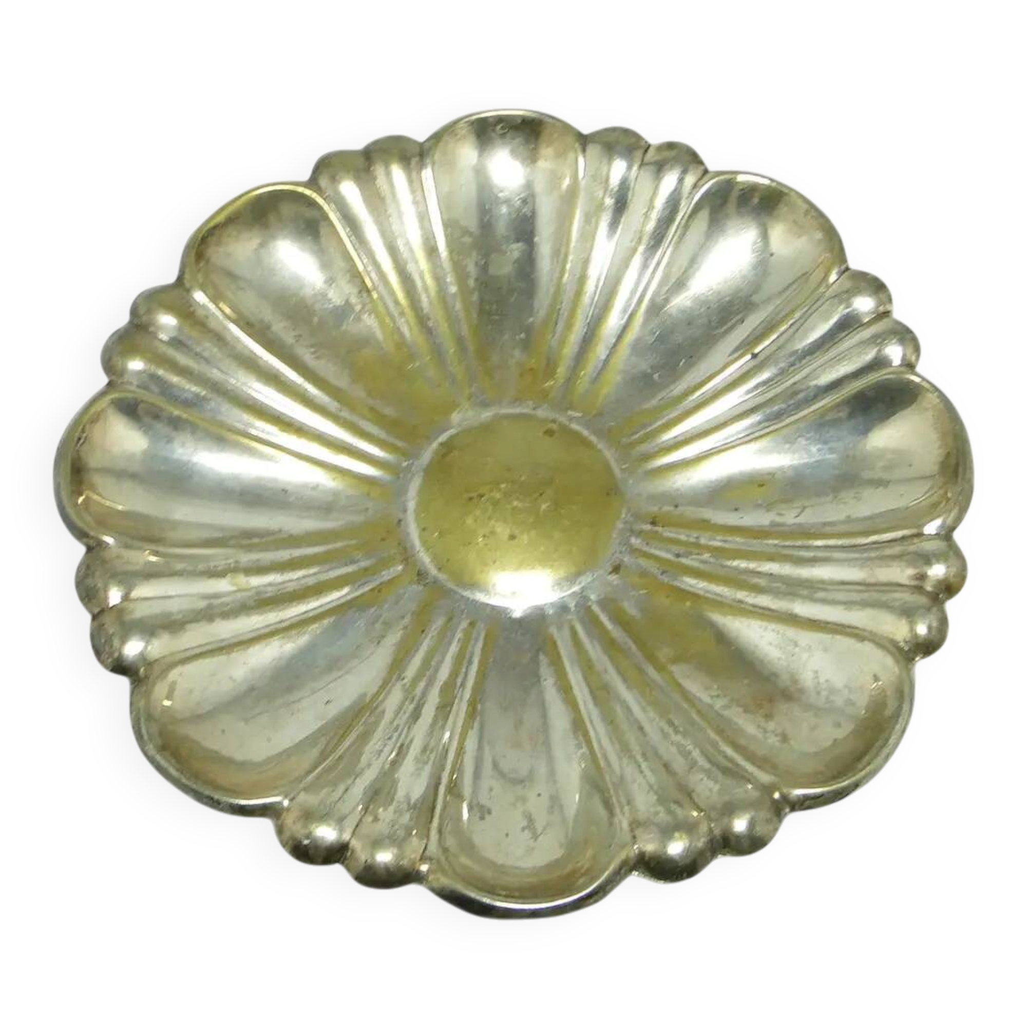 Centre de table Art Nouveau, laiton plaqué argent, Pologne, années 1970.