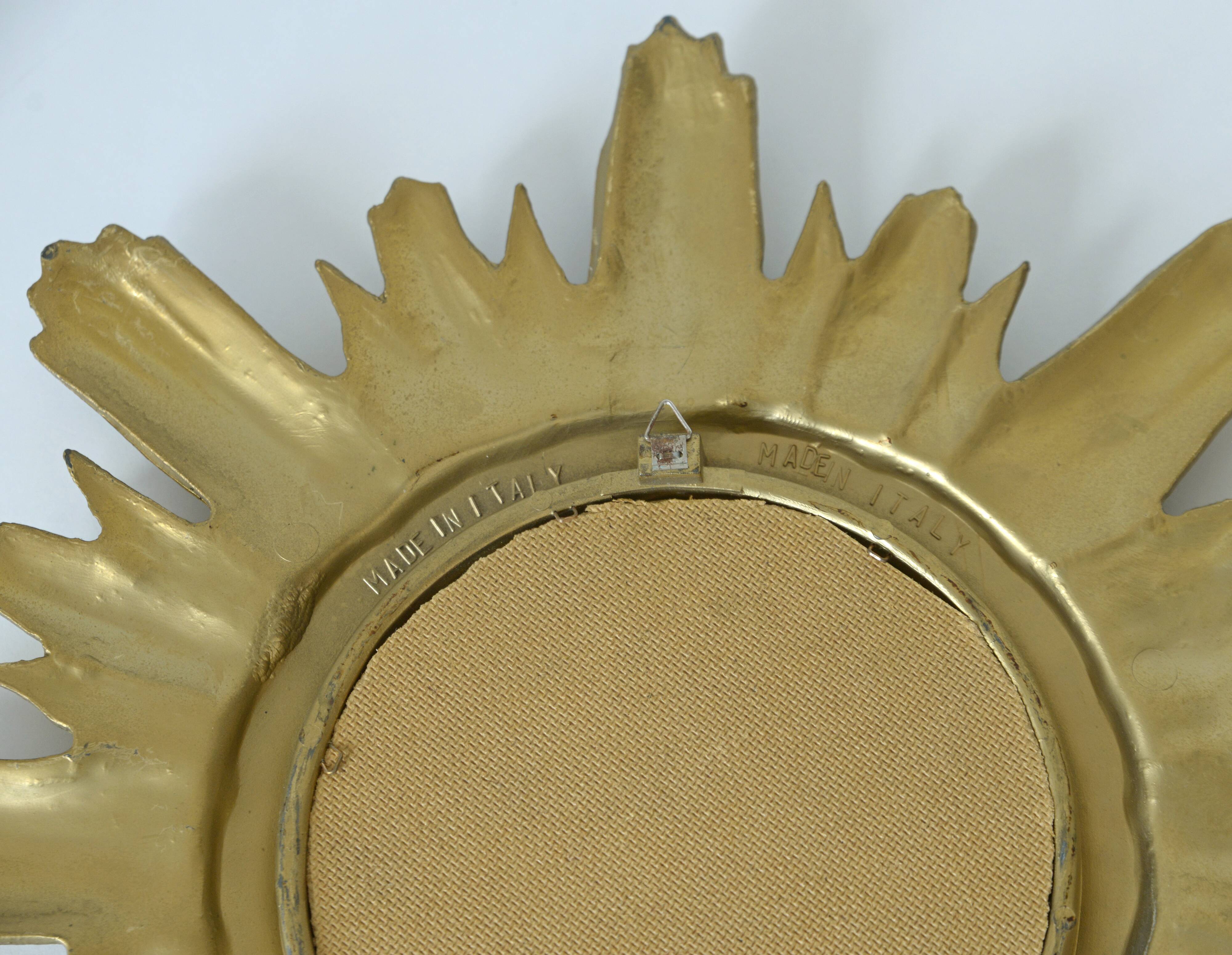 Vintage Gold Sunburst Wall Mirror Made in Italy 1960's Hollywood Regency