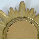 Miroir mural vintage doré Sunburst fabriqué en Italie dans les années 1960 Hollywood Regency