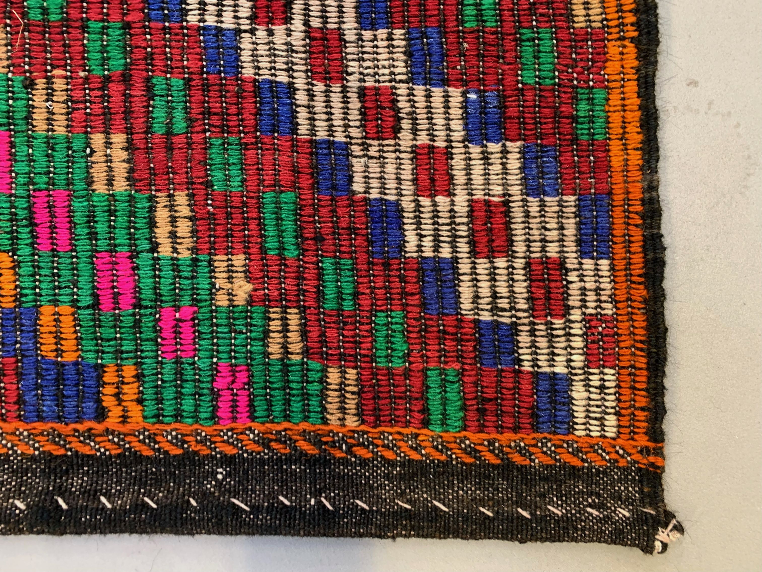 Large Vintage Turkish Kilim Rug 354x178 cm Wool Jajim Kelim