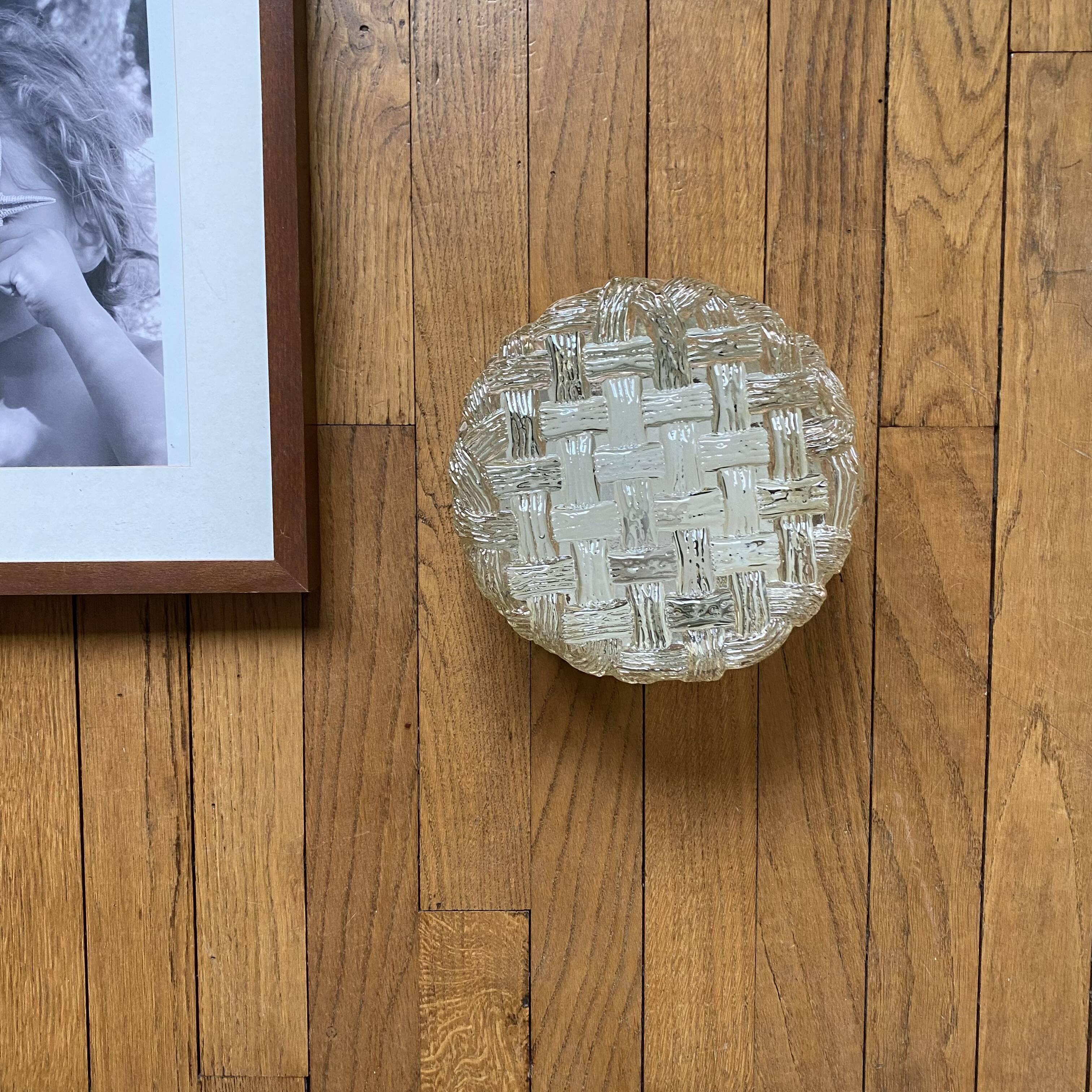 Vintage glass wall sconce, round ceiling light, 20 cm