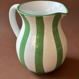 Striped pitcher in enamelled terracotta
