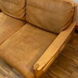 Danish sofa from the 70s in oak and buffalo leather