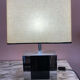 Metal lamp, black plexiglass and its original shade.