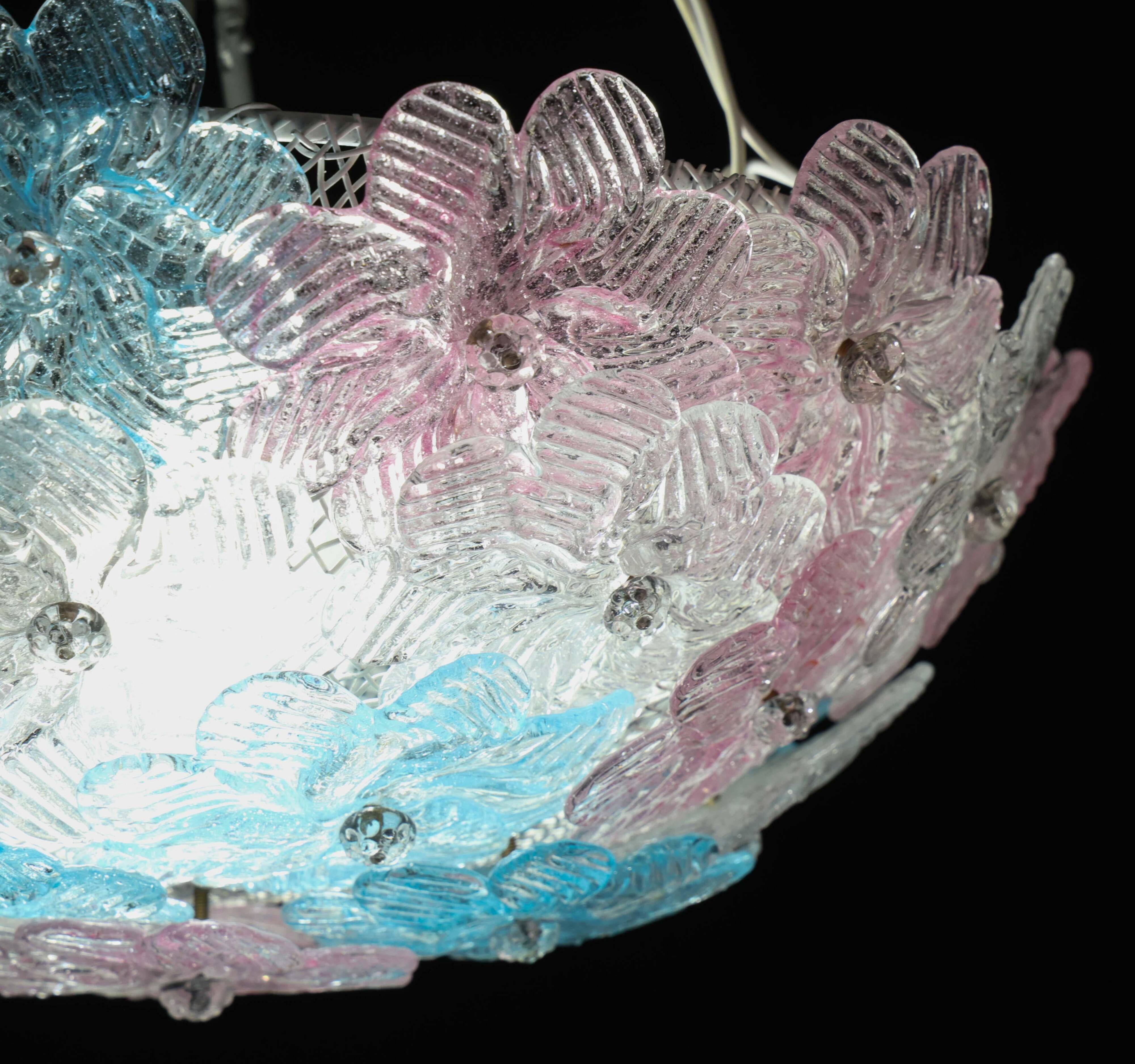 Lustre multicolore Murano Fleur par Seguso pour Venini, Italie, années 1960.