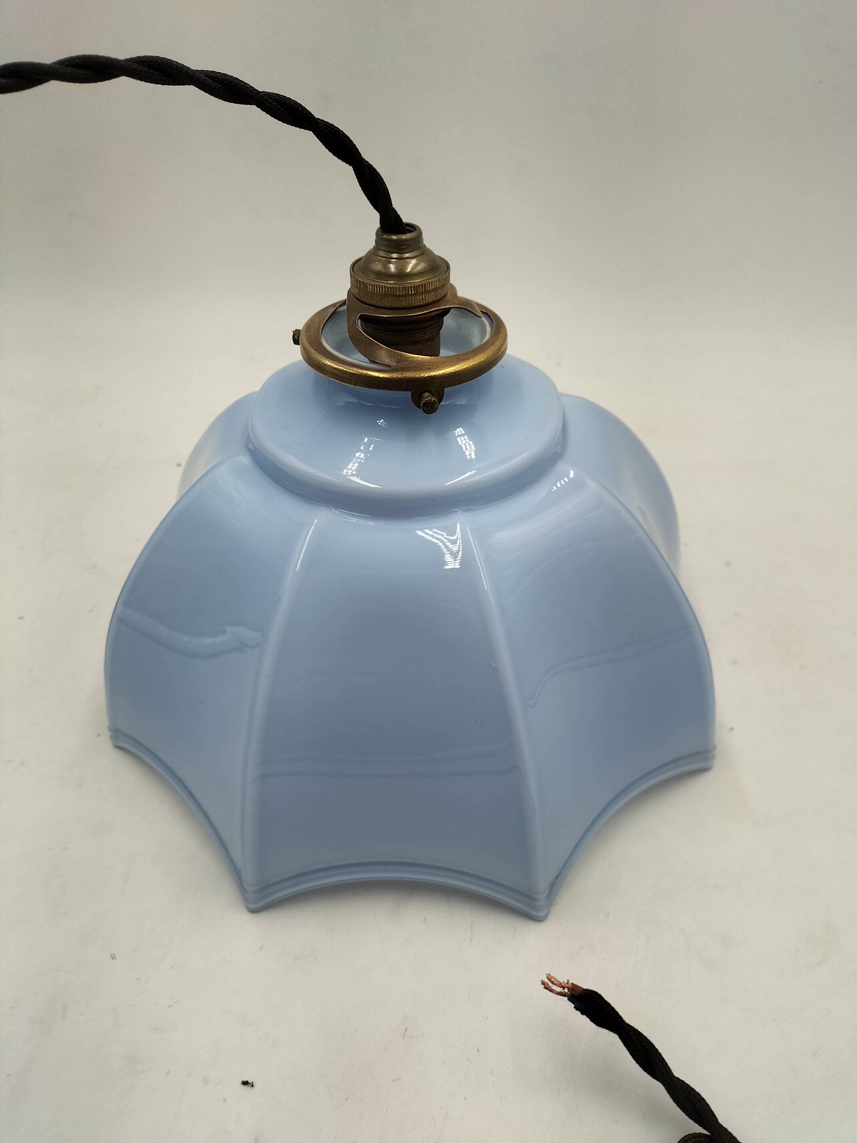 Blue opaline pendant light