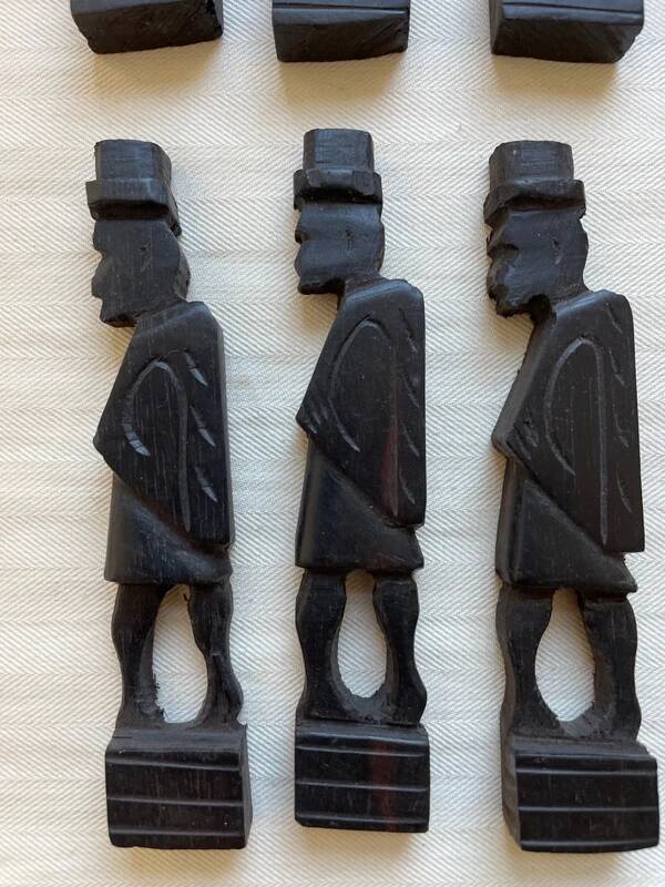 12 Carved Ebony Knife Holders in African Style