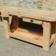 Superb old beech wood carpenter's workbench - Trade furniture - Console