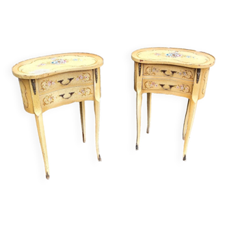 Pair of old bedside decoration of flowers louis xvi style