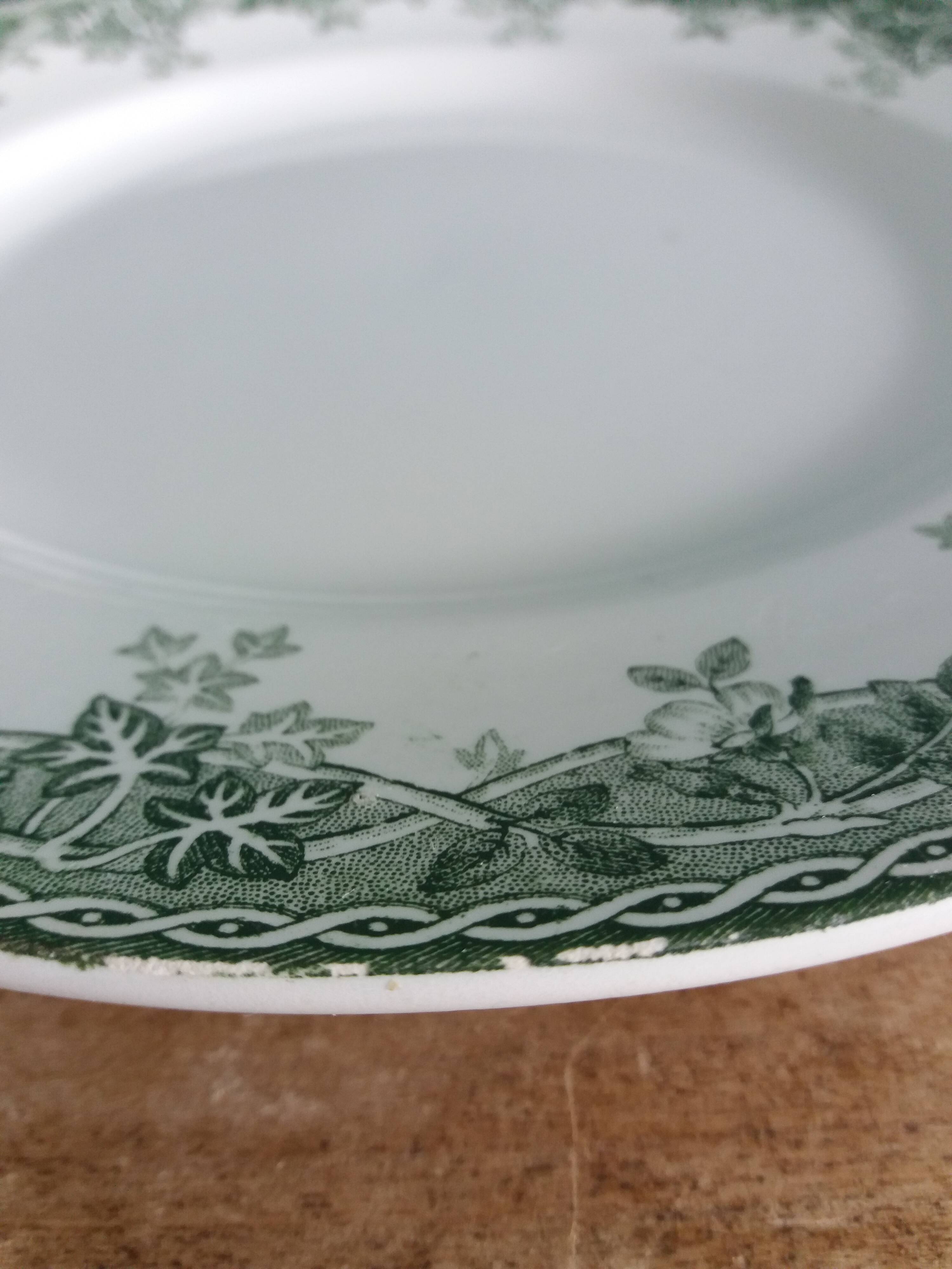 Saint Amand ironstone flat plate with summer green decor