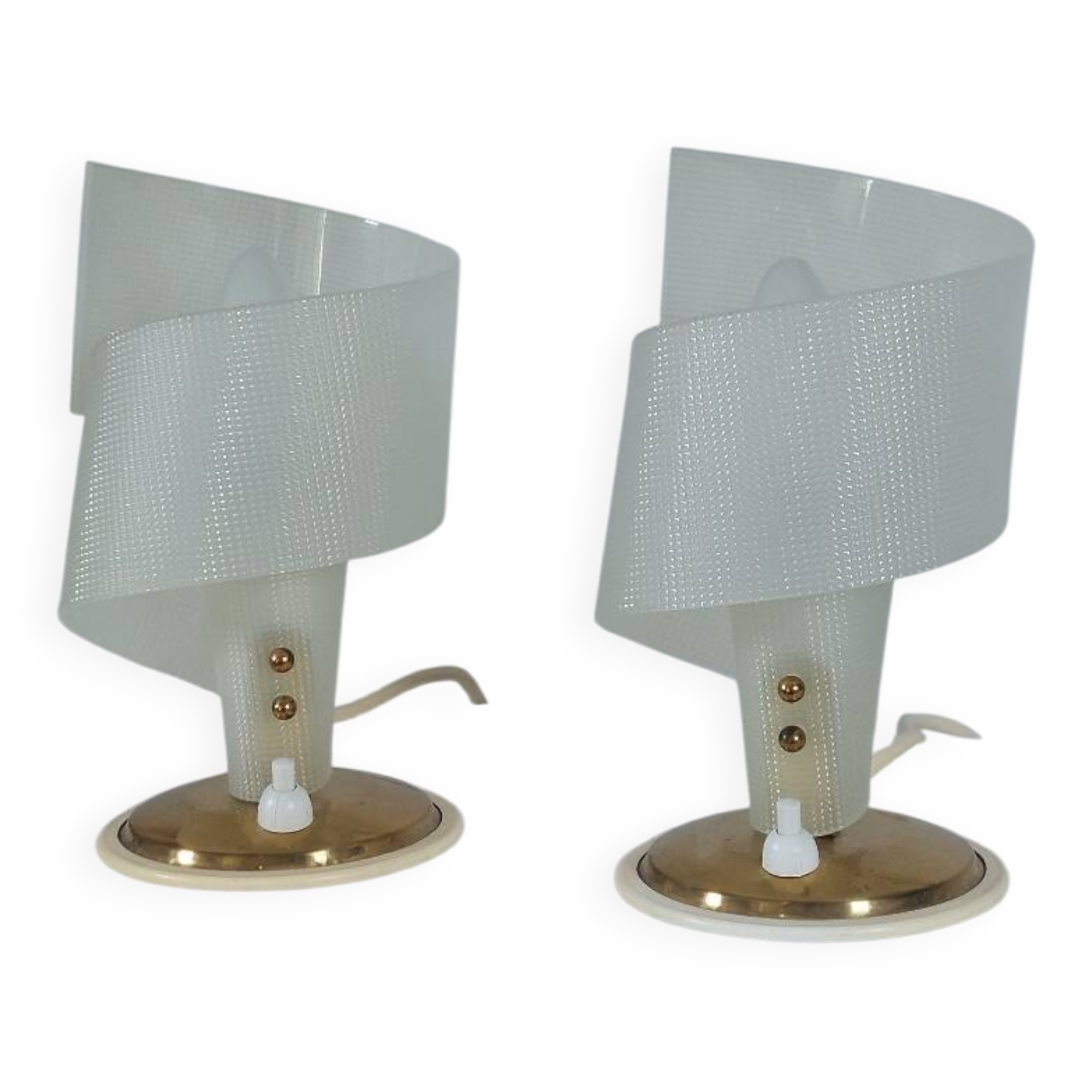 Pair of vintage mid century spiral decor table bedside lamps geru