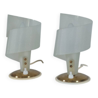 Pair of vintage mid century spiral decor table bedside lamps geru