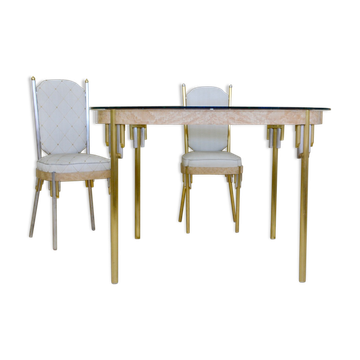 Table et ses 2 chaises Art Déco