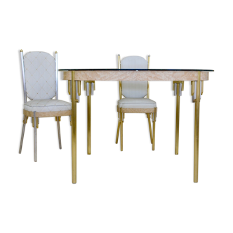 Table et ses 2 chaises Art Déco